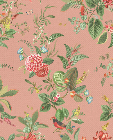 Tapetti 300111 Floris Pink, vaaleanpunainen