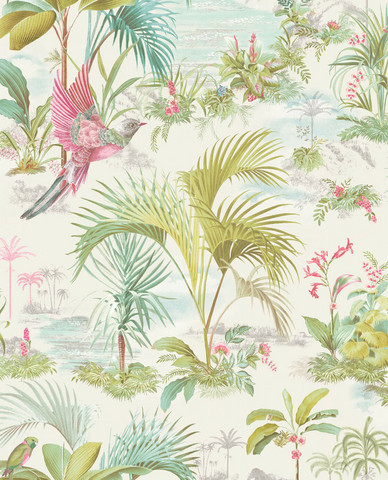 Tapetti 300140 Palm Scene White, valkoinen