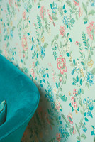 Tapetti 375061 Botanical Print Light green, siniharmaa, vaalea