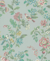Tapetti 375061 Botanical Print Light green, siniharmaa, vaalea