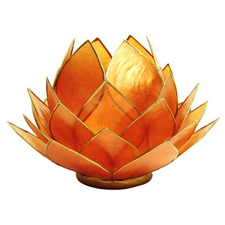 Lotus tuikkulyhty iso Oranssi kultareunuksin