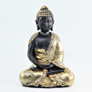 'Meditation Buddha' kultamusta 15cm