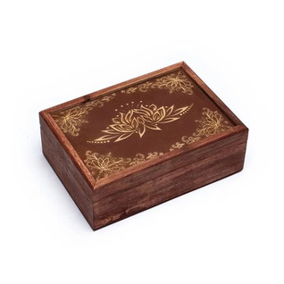 Tarotlaatikko seesamipuuta 'Lotus' 17,5x13x6,5 cm