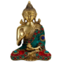 'Teaching Buddha' patsas messinki/mosaiikki 16cm