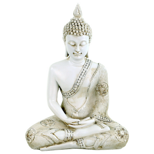 Thai Buddhapatsas 'Meditation' valkoinen 22*14*29cm