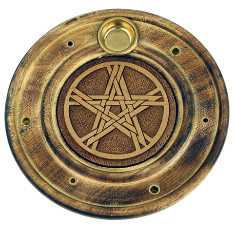 Suitsukealusta puinen 'Pentacle' 10cm