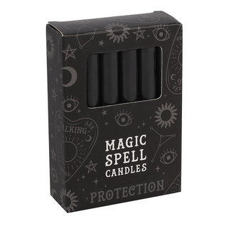 Loitsukynttilät 'Magic Spell Candles - Protection' musta 12kpl