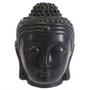 Tuoksulyhty keraaminen 'Thai Buddha Head' musta 14cm