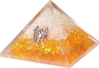 Pyramidi sitriini & kvartsi orgoniitti 'Angel' 85*85*75mm