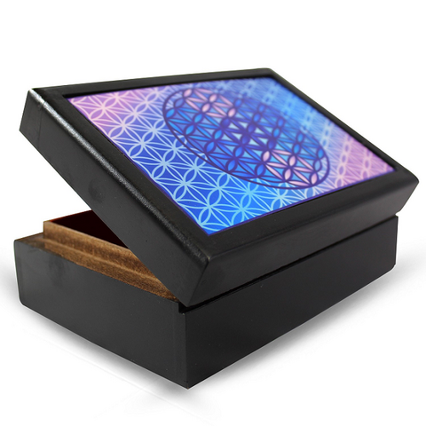 Tarotlaatikko 'Flower of Life' musta 17*12*6cm