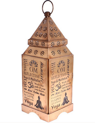 Kynttilälyhty 'Om' antiikkikulta 31*11cm