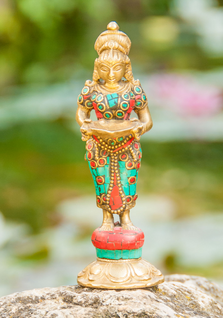 Lakshmi Turkoosi & Koralli messinki 14cm