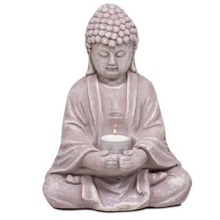 Buddhapatsas / tuikkupidike 'Buddha with Candle' hiekka 28cm