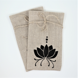 Auringonkukka Design: Pellavapussi 'Lotus' pellavanväri 12*20cm
