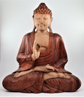 Käsintehty puinen Buddhapatsas 'Teaching Transmission' 30cm