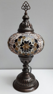 Mosaiikkivalaisin 'Table' Kelta-Ruskea 38cm/Ø16cm