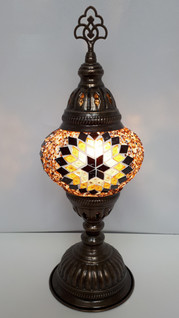 Mosaiikkivalaisin 'Table' Kulta-Ruskea 36cm/Ø13cm