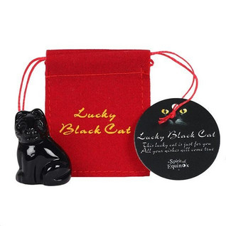 Lasinen kissa 'Lucky Black Cat' 35mm