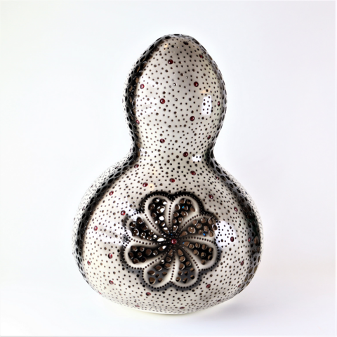 Kalebassivalaisin 'Black & White Rosette' 31*19cm