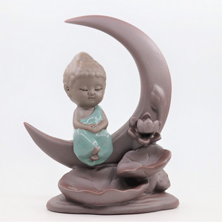 Suitsukepoltin keraaminen 'Backflow Buddha Moon' 16*13cm
