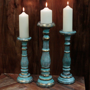 Kynttilänjalka 'Albesia Wood Turquoise' 40cm