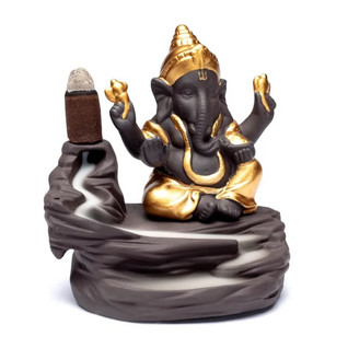 Suitsukepoltin keraaminen 'Backflow Ganesh' 9*6*10cm