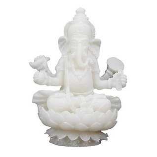 Patsas Ganesh 'Lotusistuimella' valkoinen 10cm