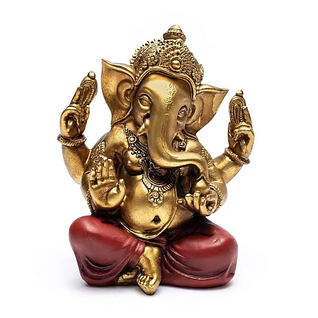 Patsas Ganesh puna-kultainen 17cm