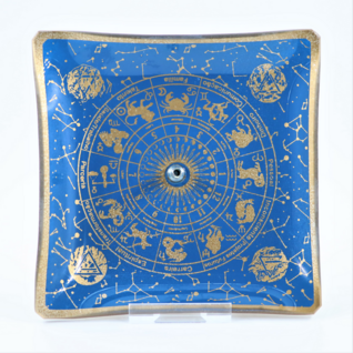 Suitsukealusta 'Zodiac Calendar' sininen lasi 11*11cm