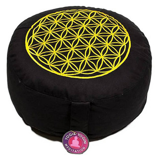 Meditaatiotyyny Musta-Kulta 'Flower of Life' 33*13cm
