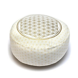 Meditaatiotyyny Kulta-Valkoinen 'Flower of Life' 33*13cm