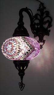 Mosaiikkivalaisin / Seinävalaisin 'Purppura-Musta' 48cm/Ø16cm