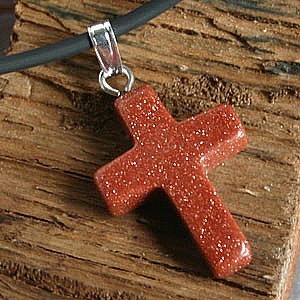 Riipus Aurinkokivi Goldstone 'Risti' 20*15mm