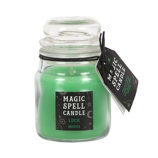 Tuoksukynttilä lasipurkissa Green Tea 'Magic Spell Candle Luck' vihreä