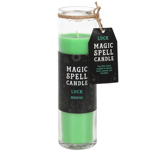 Tuoksuva Rituaalikynttilä 'Magic Spell Candle Luck - Green Tea' vihreä 21cm