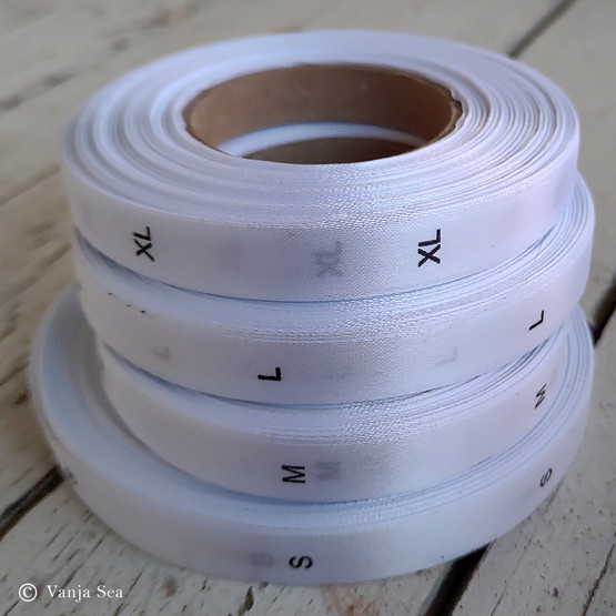Printed Size Label XXS-XL, 10 pcs