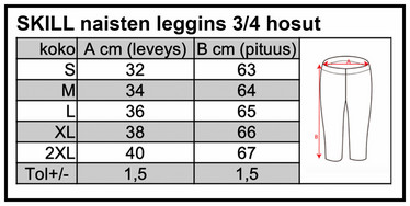 SKILL naisten leggins housut 3/4 hosut väri: musta